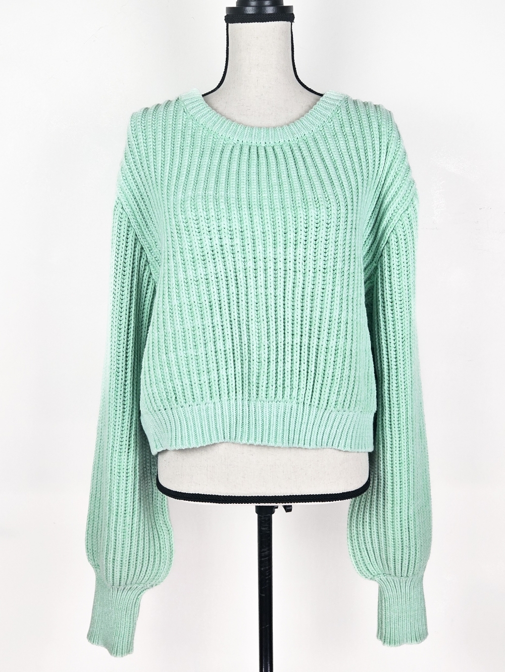 EUC Topshop Cotton Blend Mint Green Chunky Knit Sweater